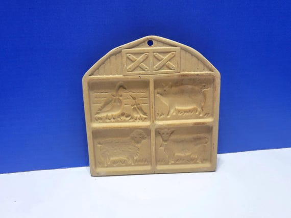 Vintage Pampered Chef Farmyard Friends Stoneware Cookie Mold