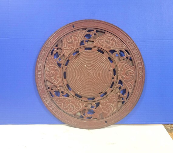 Antique Cast Iron Red Floor Grate Vent Stover Mfg Co