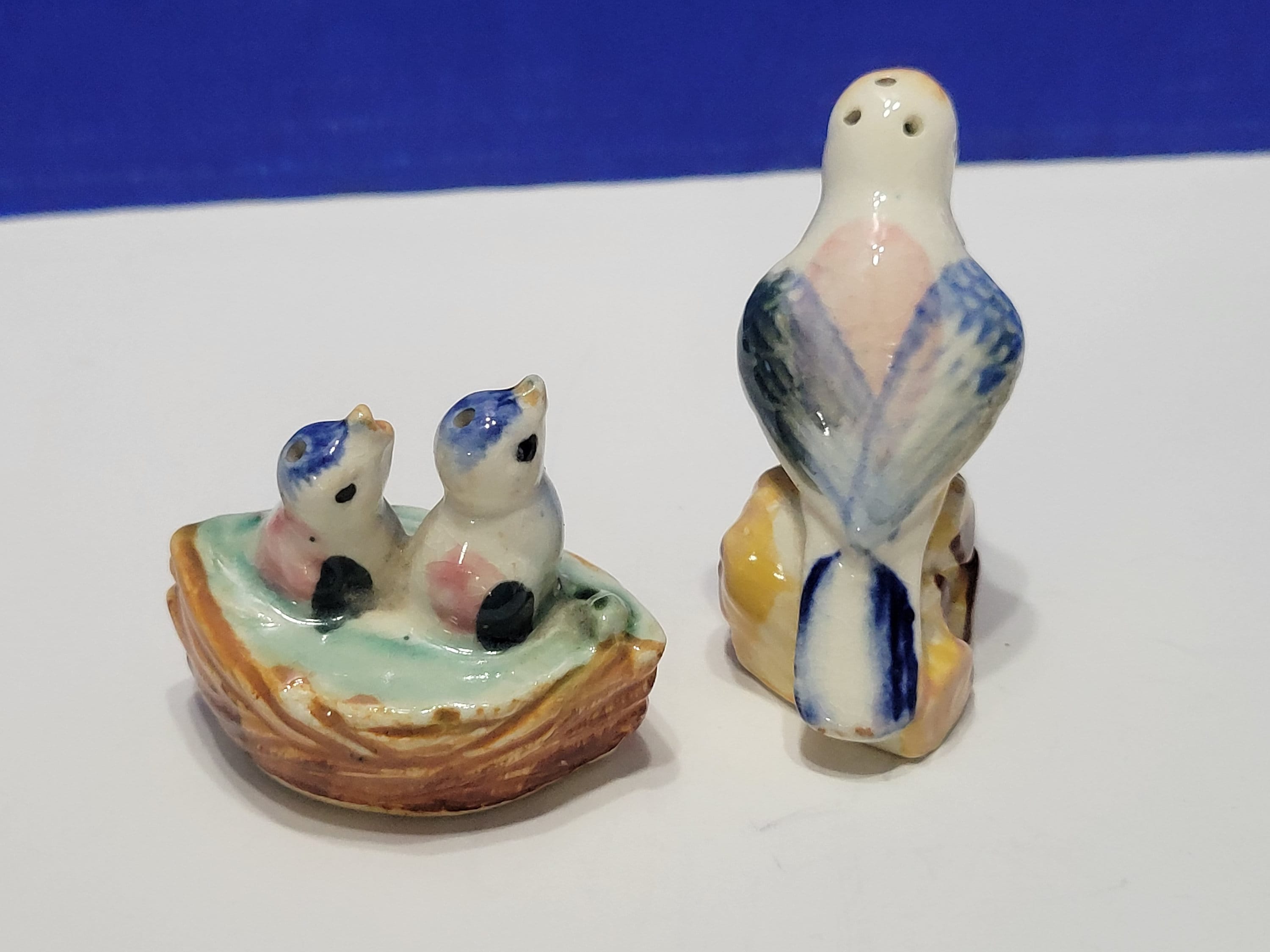 Vintage Baby Birds in Nest Salt and Pepper Shaker Set