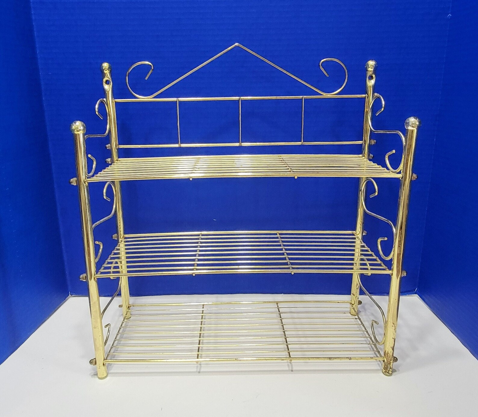 Vintage Brass Shelf 3 Tier Shelves With Filigree Etsy