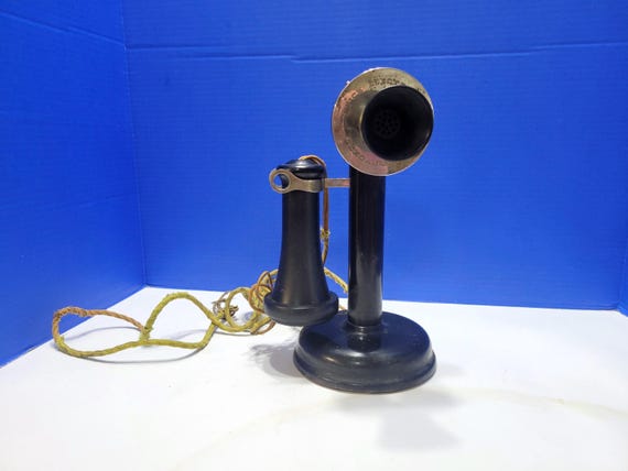 Antique Leich Electric Black Candlestick Telephone