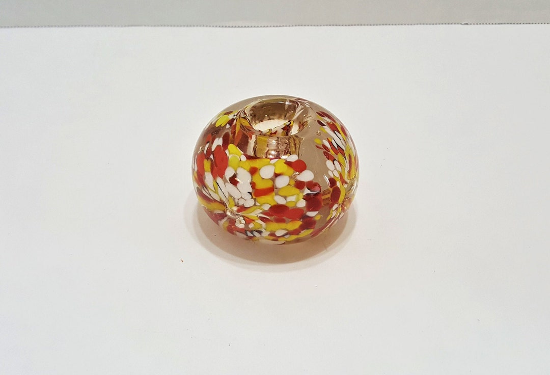 Vintage Glass Frit Paperweight Red and Yellow - Etsy