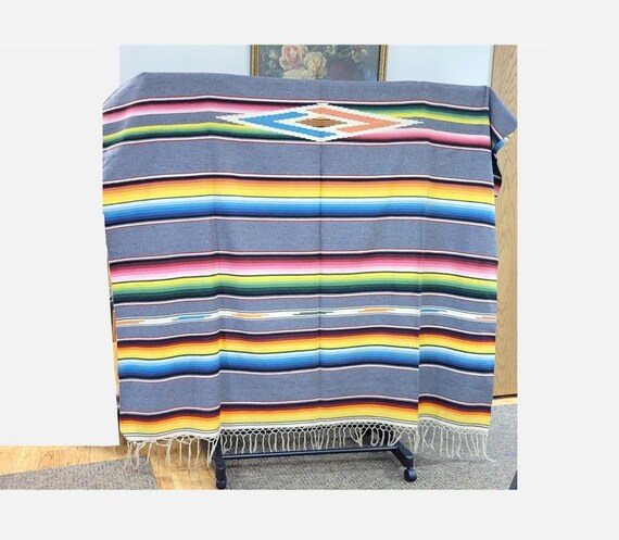 Large Vintage Colorful Striped Mexican Serape