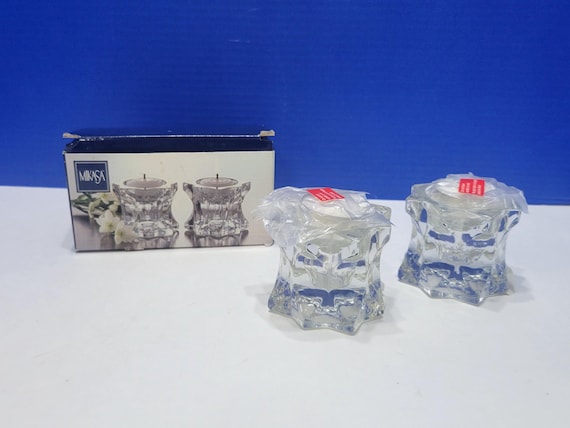 Vintage Mikasa Sparkling Star Votive Candle Holders in Box