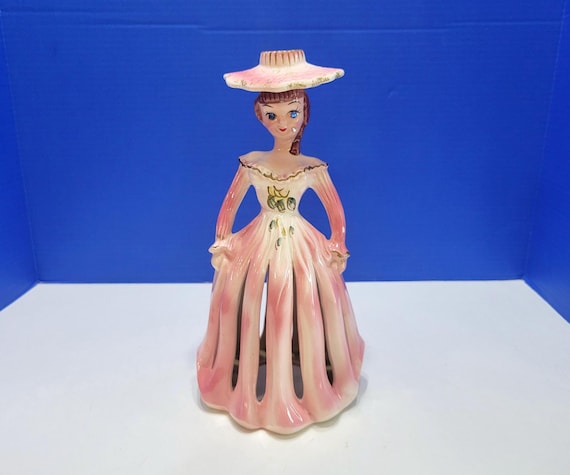 Vintage Kreiss Pink Napkin Lady with Rhinestones