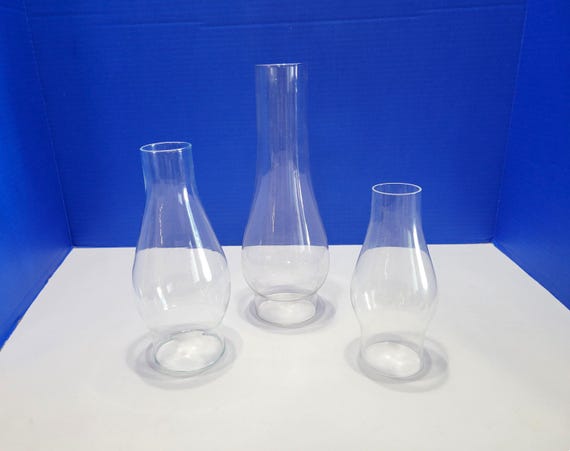 Antique Glass Oil Lamp Chimneys Lot of 3