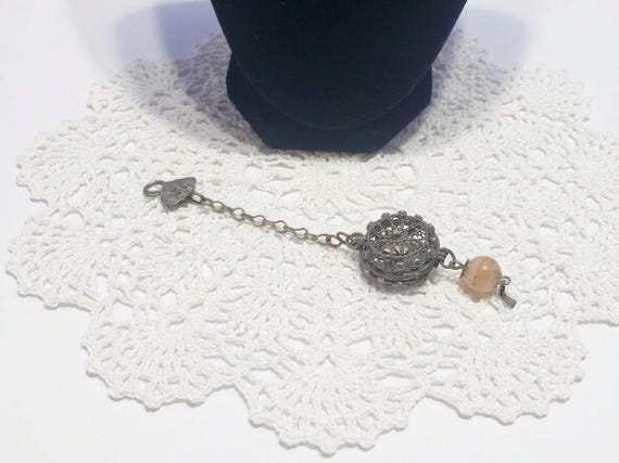 Antique Openwork Filigree Scent Pendant Chatelaine Charm