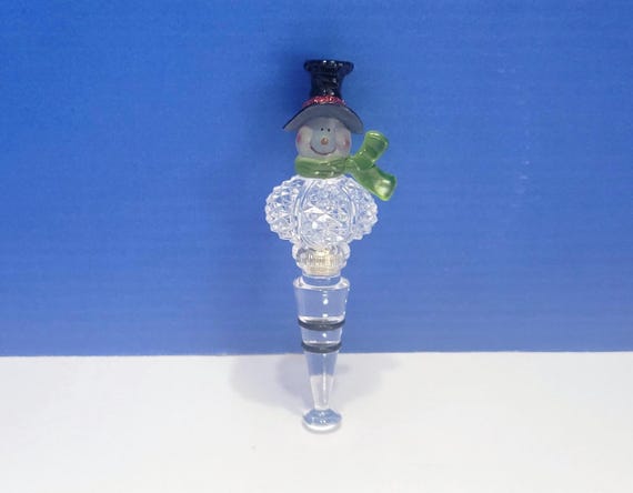 Vintage Plastic Snowman Holiday Wine Stopper