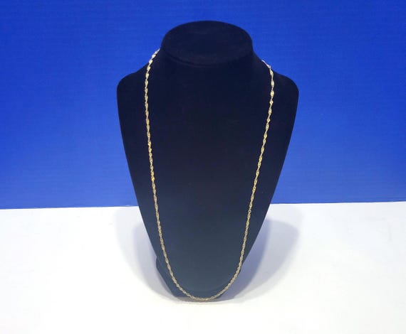 Vintage 14K Gold Long Link Twisted Chain Necklace 24"