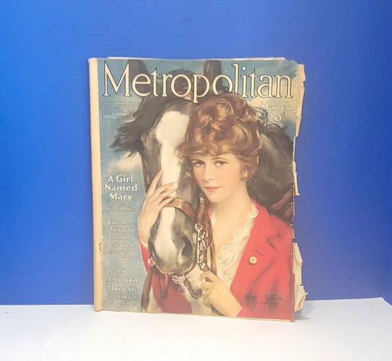 Vintage Metropolitan Magazine Horse Cover March, 1918