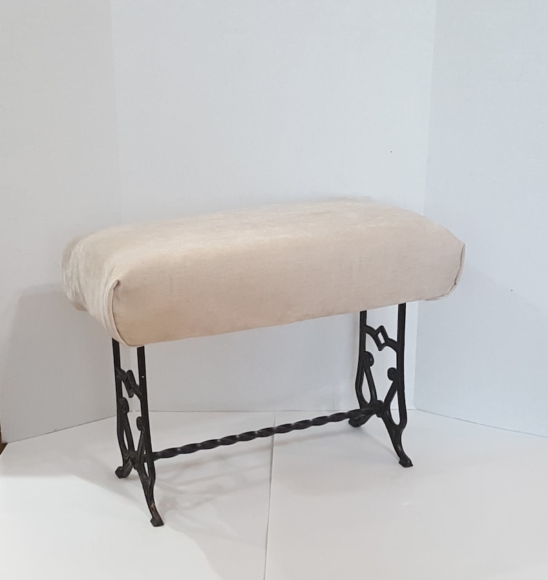 Antique Victorian Vanity Bench Foot Stool Cast Iron Beige Etsy