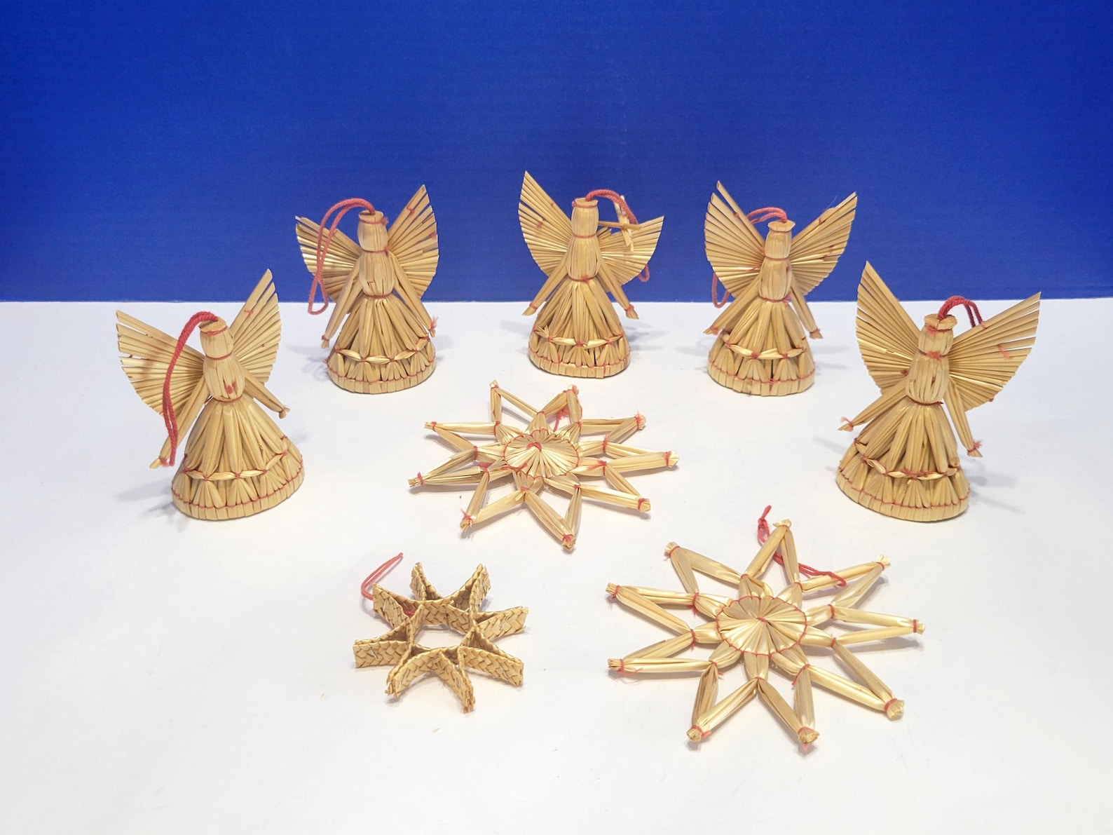 Vintage Straw Angel and Star Ornaments Large Lot