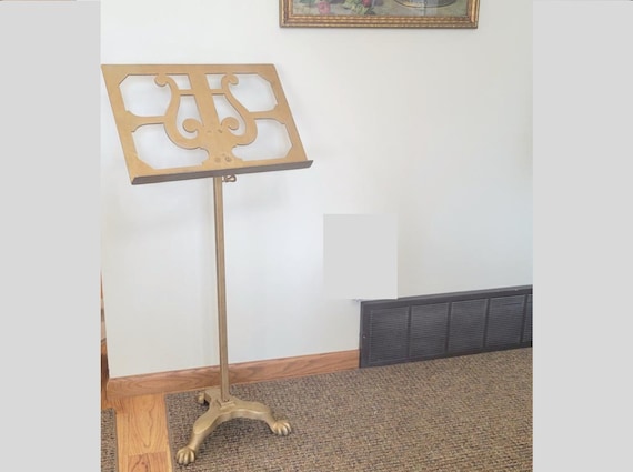 Antique Cast Iron Gold Music Stand Tripod Claw Foot Base