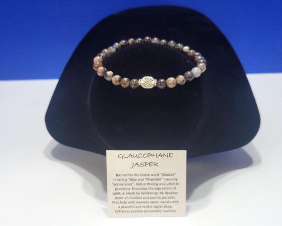 Vintage Natural Glaucophane Jasper Beaded Bracelet for Peace