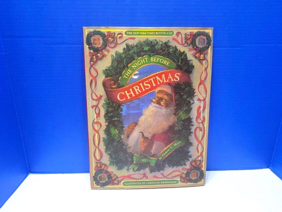1995 Vintage The Night Before Christmas Illustrated Children's Book Wood Pages