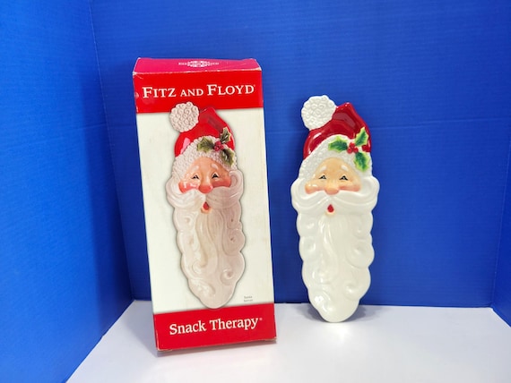 Vintage Fitz and Floyd Snack Therapy Ceramic Santa Tray