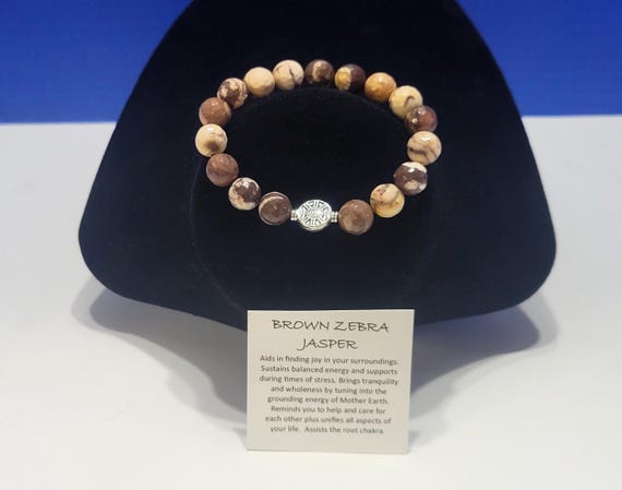 Vintage Brown Zebra Jasper Faceted Beaded Bracelet for Tranquility