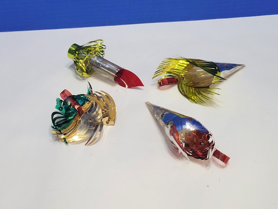 Vintage Metalite Christmas Tree Ornaments Set of 4