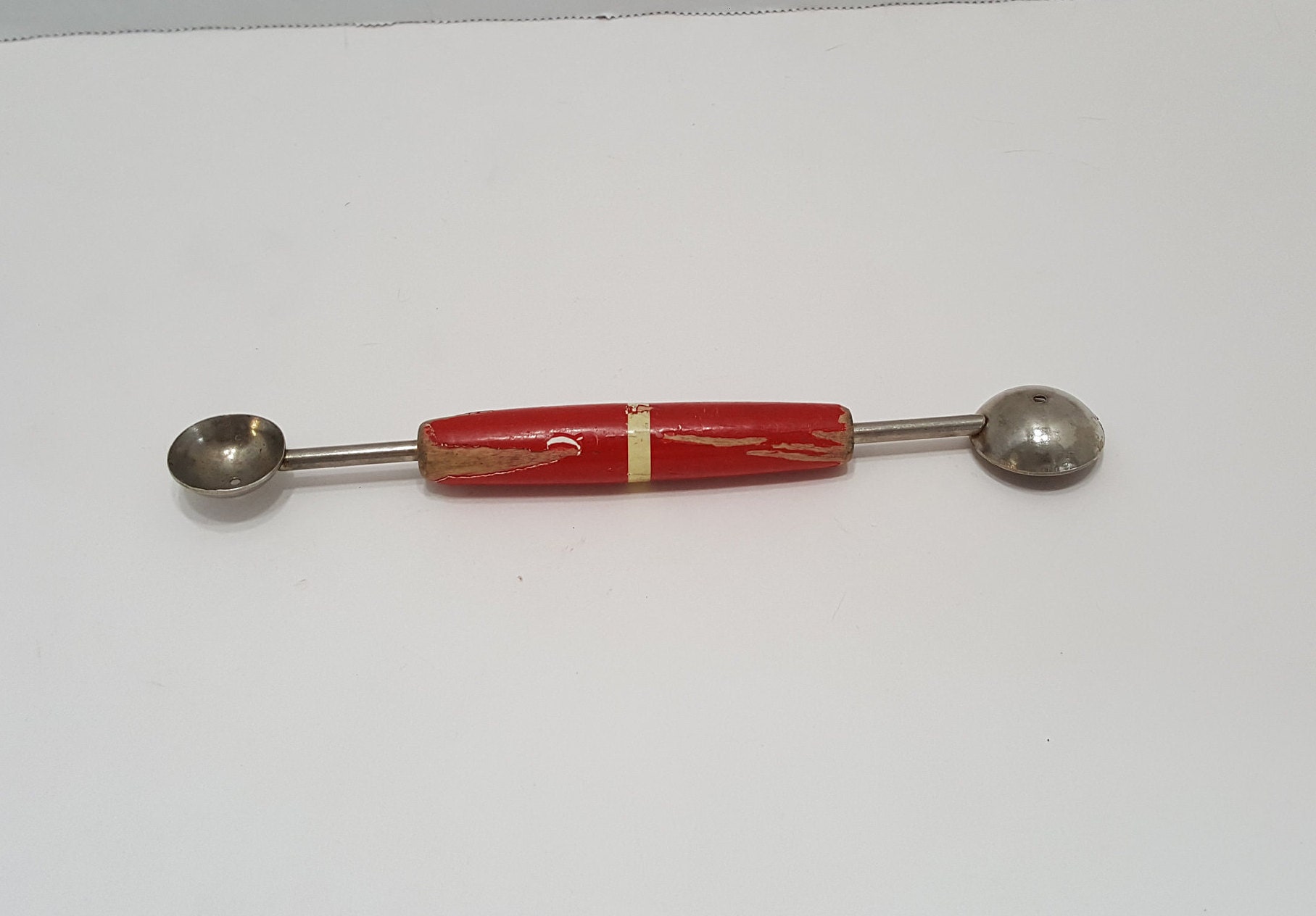 Vintage Melon Baller Red Wood Handle