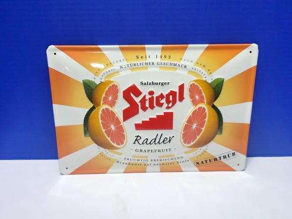 Vintage Tin Metal Sign Stiegl Radler Grapefruit Salzburg Austria Beer