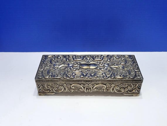 Vintage Godinger Silverplate Jewelry Box Rectangular Ornate Filigree