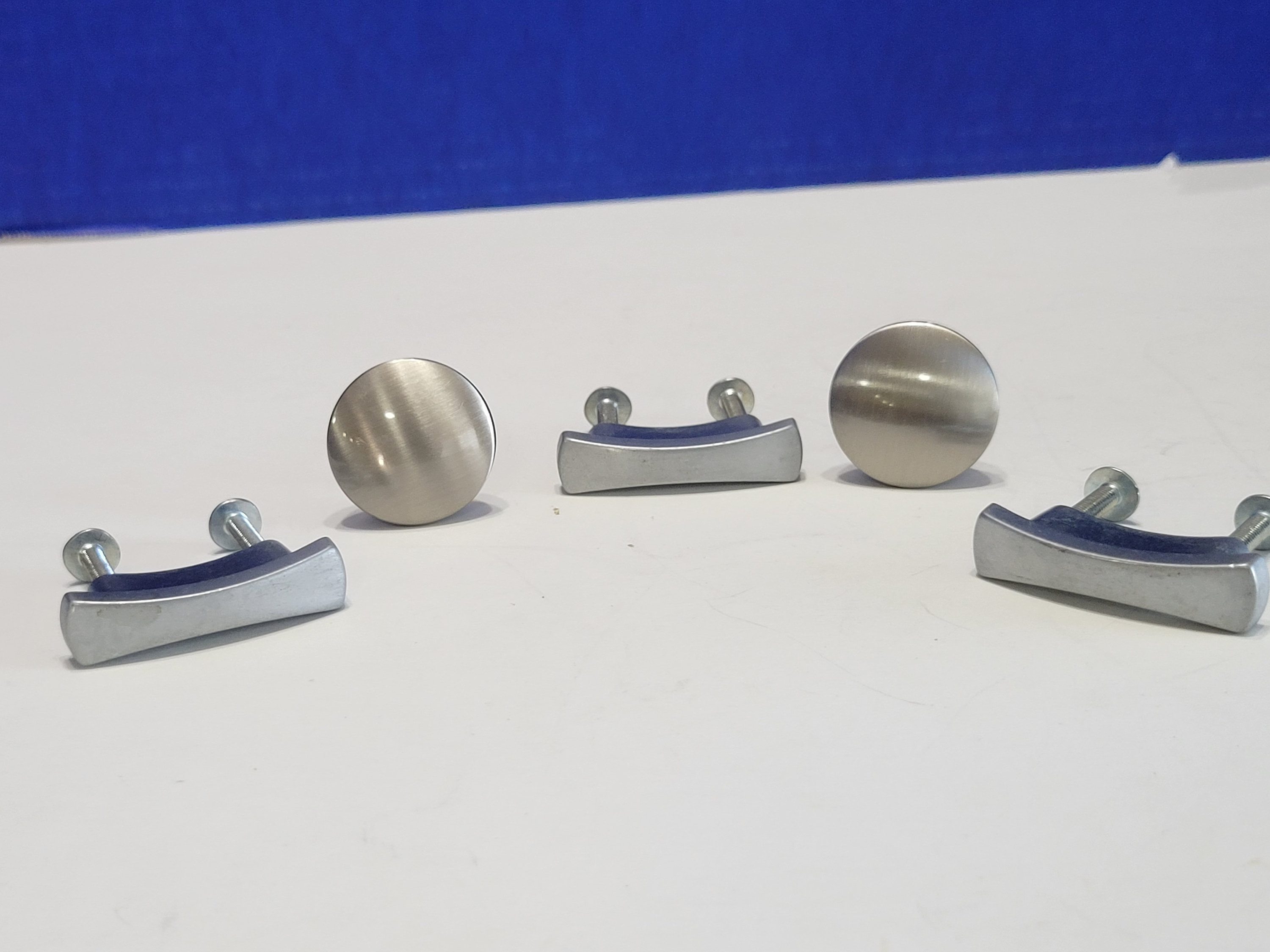 Vintage Silver Drawer Knobs and Pulls Set of 5 Brushed Nickel Etsy