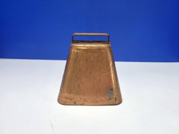 Large Vintage Copper Colored Metal Cow Bell 5"