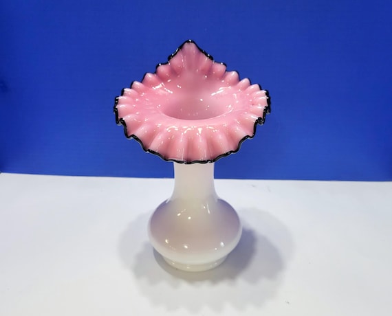 Vintage Fenton Glass Black Rose Jack in the Pulpit Vase