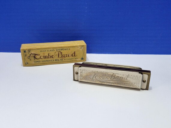 Vintage Tombo Band Harmonica Key of G in Case
