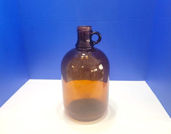 Vintage Amber Brown Glass Packer Jug One Gallon