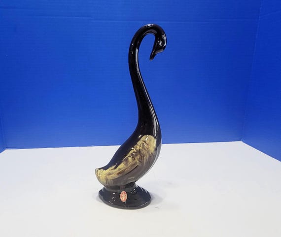 Vintage Tall Artmark Brown Pottery Swan Figurine