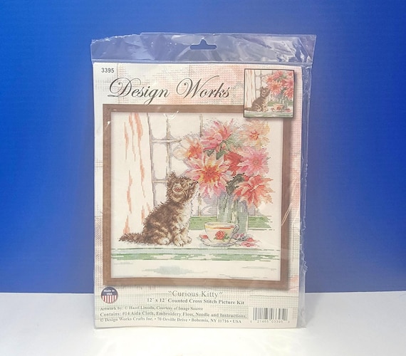 Vintage Designworks Curious Kitty Counted Cross Stitch Kit