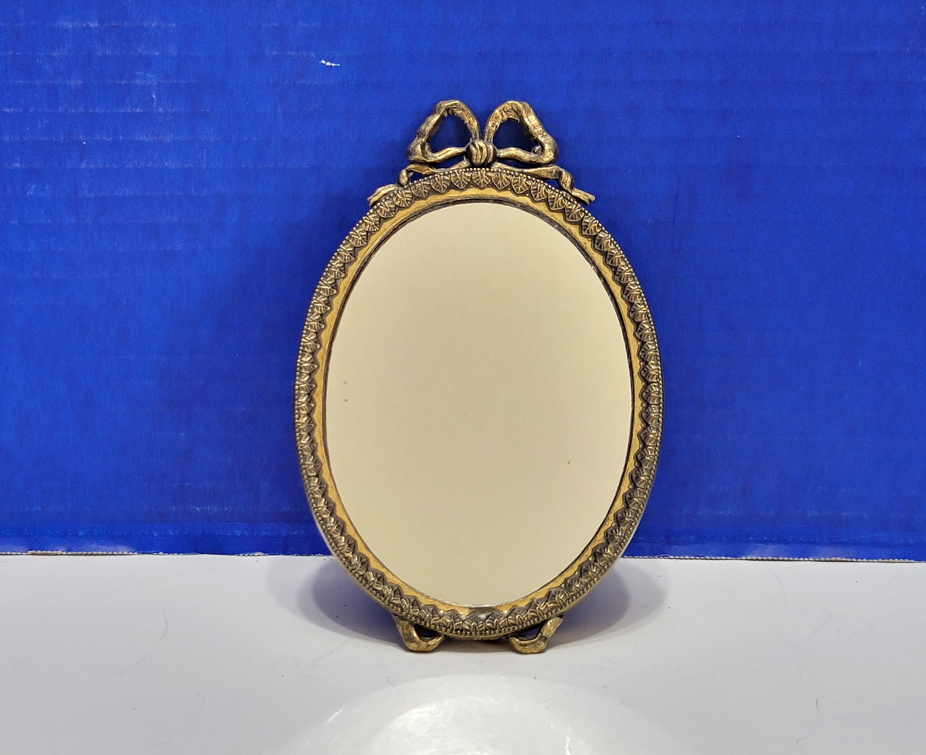Gold Bow Mirror Made in Italy Small Oval Wall Mirror 1960s