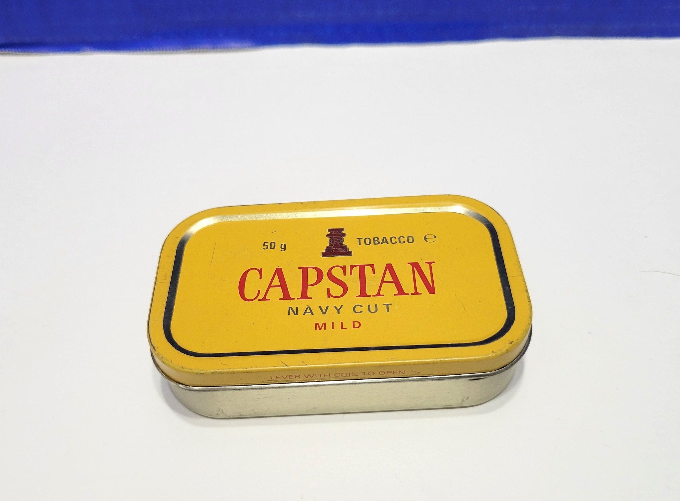 Vintage Yellow Capstan Tobacco Tin Navy Cut Mild Collectible Tobacciana