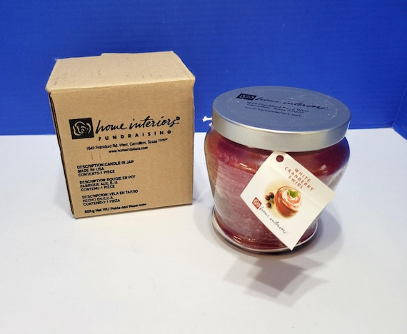 Vintage Home Interiors White Cranberry Swirl Candle in Jar