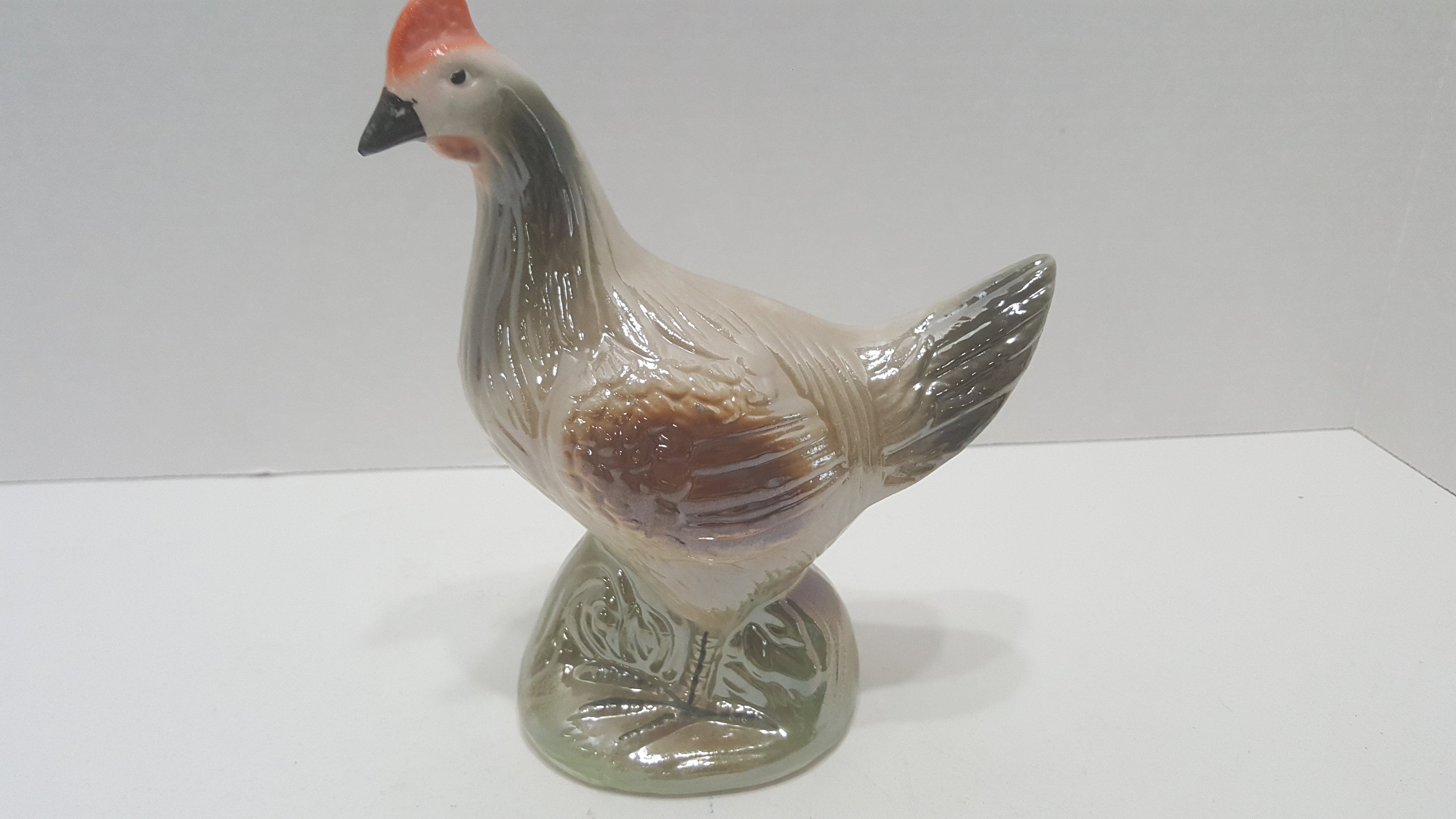 Vintage Rooster Chicken Bird Figurine Made in Brazil Lusterware
