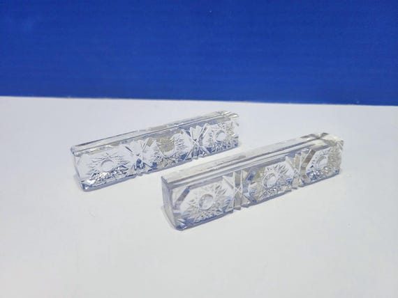 Pair Vintage Crystal Knife Rests Made in Western Germany