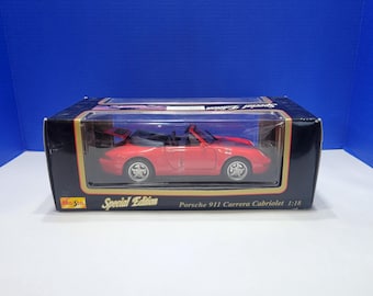 Vintage Maisto Red Porsche 911 Carrera Cabrioleta 1:18 Diecast in Box