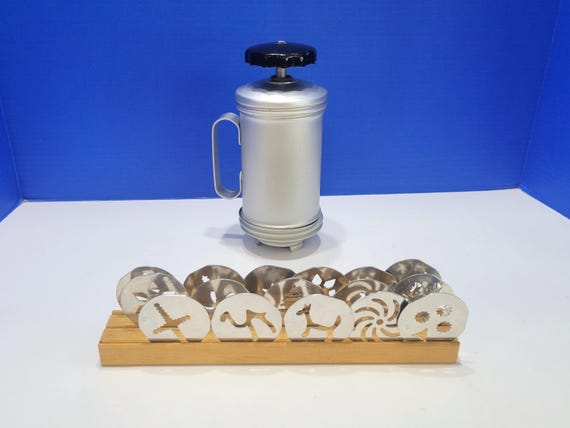 Vintage Mirro Aluminum Cookie Press with Attachments