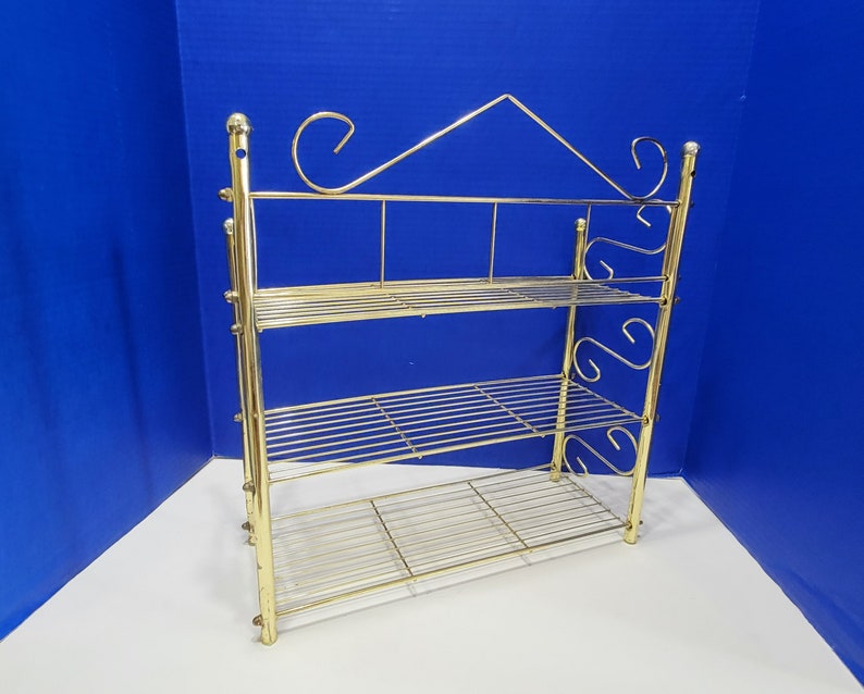 Vintage Brass Shelf 3 Tier Shelves With Filigree Etsy
