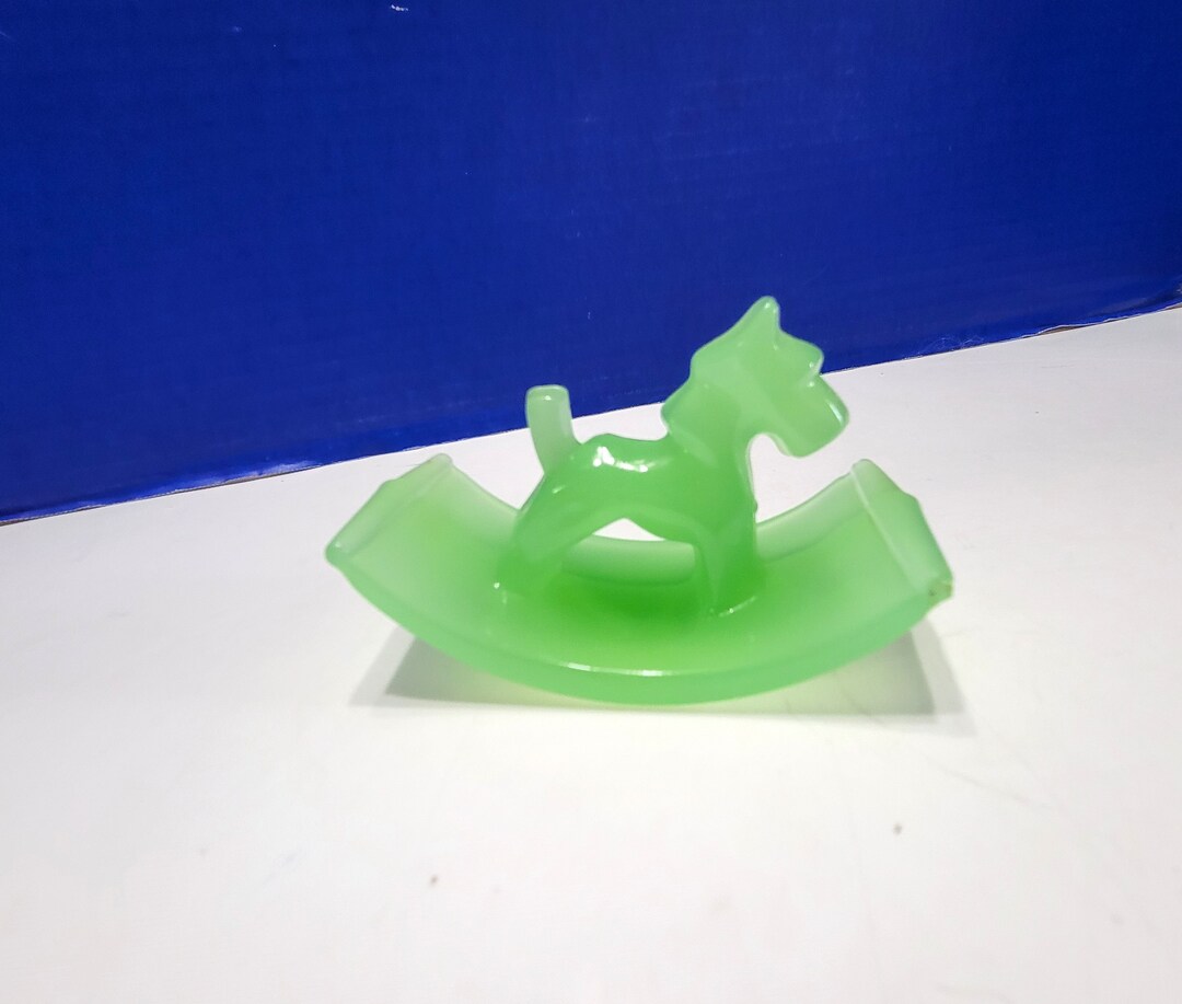 Vintage Jadeite Glass Rocking Horse Scottie Dog Ink Blotter Etsy