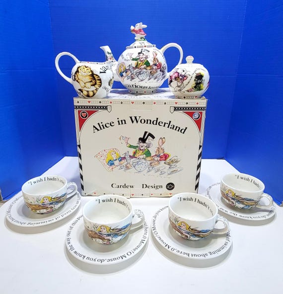 Vintage Cardew Design Alice in Wonderland Mad Hatter's Tea Set in Box