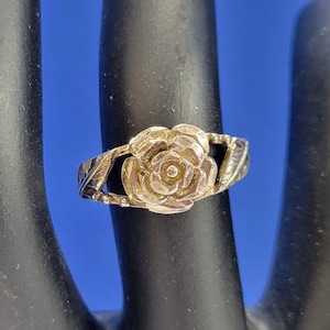 Vintage sterlingzilver lasergesneden roos ringmaat 6