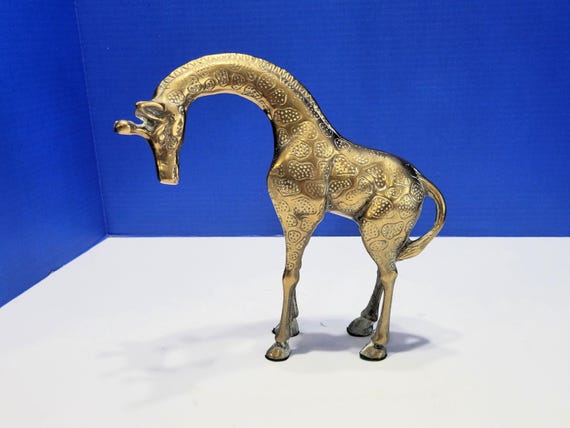 Vintage Solid Brass Giraffe Figurine