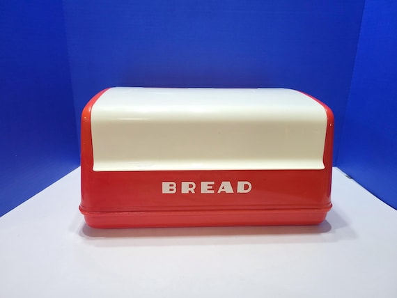 Vintage Lustroware Red and White Plastic Bread Box