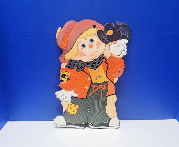 Vintage Paper Halloween Scarecrow Velvet Dicut
