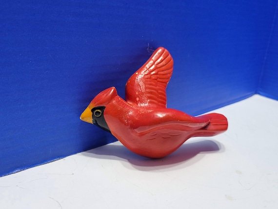 Vintage Red Cardinal Bird Chalkware Wall Hanging