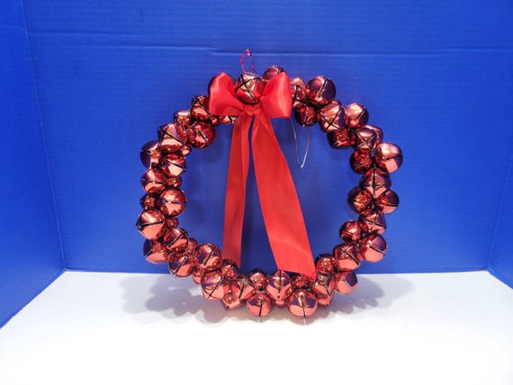 Vintage Jingle Bell Christmas Wreath Silver and Gold 13 Inches