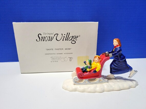 Vintage Department 56 Snow Village Skate Faster, Mom