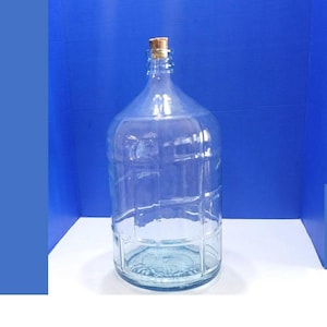 Vintage Large 5 Gallon Blue Glass Jug with Cork Stopper Crisa Made in Mexico